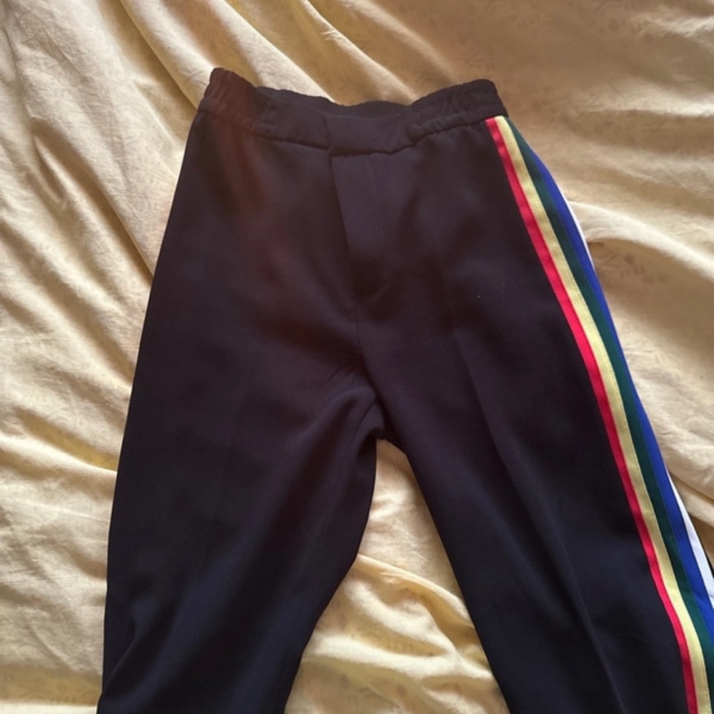 Black pants with multicolored stripe